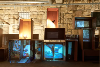 Einblick in die audiovisuelle Installation "Ort ohne Heimweh"